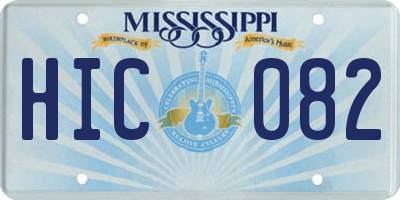 MS license plate HIC082