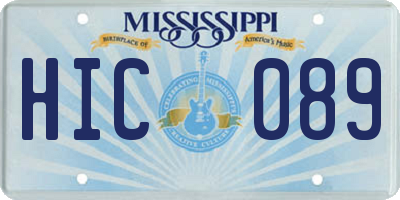MS license plate HIC089