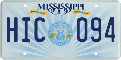 MS license plate HIC094