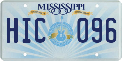 MS license plate HIC096