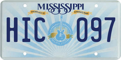 MS license plate HIC097