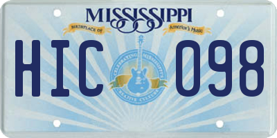 MS license plate HIC098