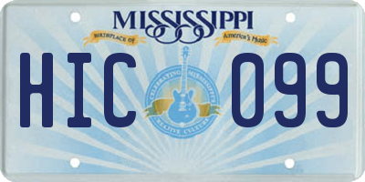 MS license plate HIC099