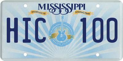 MS license plate HIC100