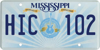 MS license plate HIC102