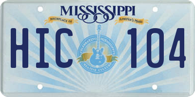 MS license plate HIC104
