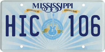 MS license plate HIC106