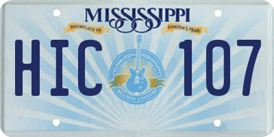 MS license plate HIC107