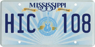 MS license plate HIC108