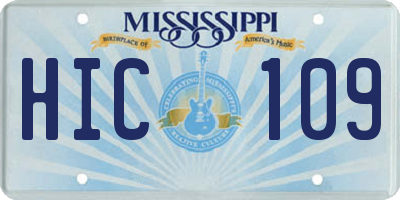 MS license plate HIC109
