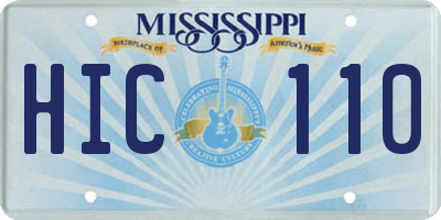 MS license plate HIC110