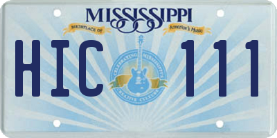 MS license plate HIC111