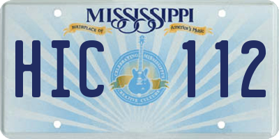 MS license plate HIC112