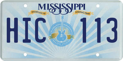 MS license plate HIC113