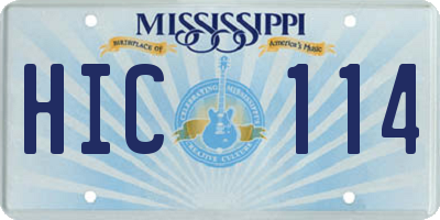 MS license plate HIC114