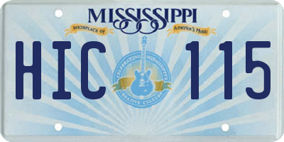 MS license plate HIC115