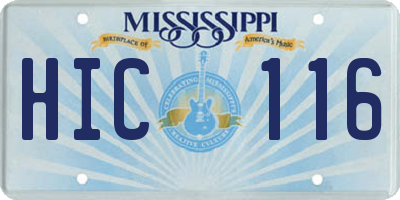 MS license plate HIC116