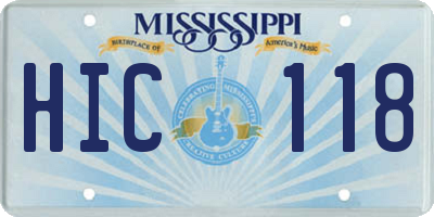 MS license plate HIC118