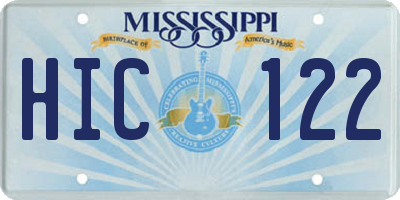 MS license plate HIC122