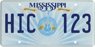 MS license plate HIC123