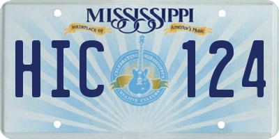 MS license plate HIC124
