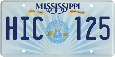 MS license plate HIC125