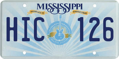 MS license plate HIC126