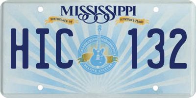 MS license plate HIC132