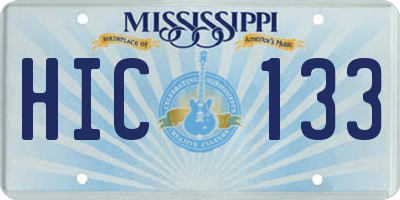MS license plate HIC133