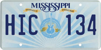 MS license plate HIC134