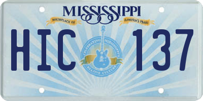 MS license plate HIC137