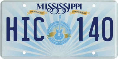MS license plate HIC140