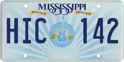 MS license plate HIC142