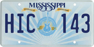 MS license plate HIC143