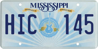 MS license plate HIC145