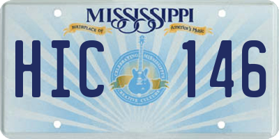 MS license plate HIC146