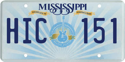 MS license plate HIC151