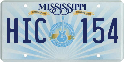 MS license plate HIC154