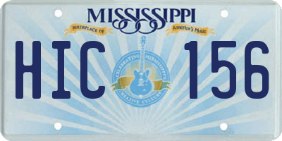 MS license plate HIC156
