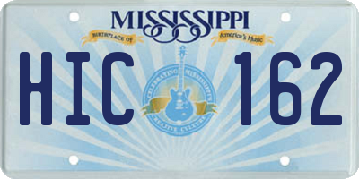 MS license plate HIC162