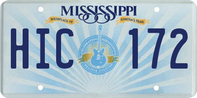 MS license plate HIC172