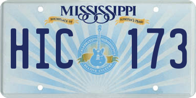 MS license plate HIC173