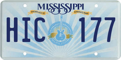 MS license plate HIC177