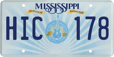 MS license plate HIC178