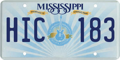 MS license plate HIC183