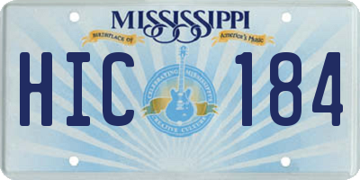 MS license plate HIC184