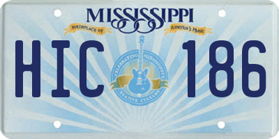 MS license plate HIC186