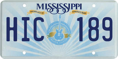 MS license plate HIC189