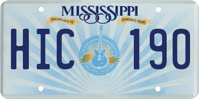 MS license plate HIC190