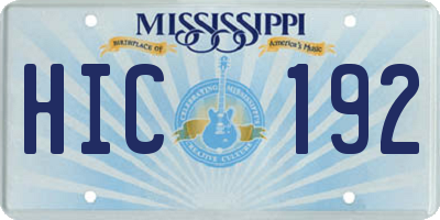MS license plate HIC192